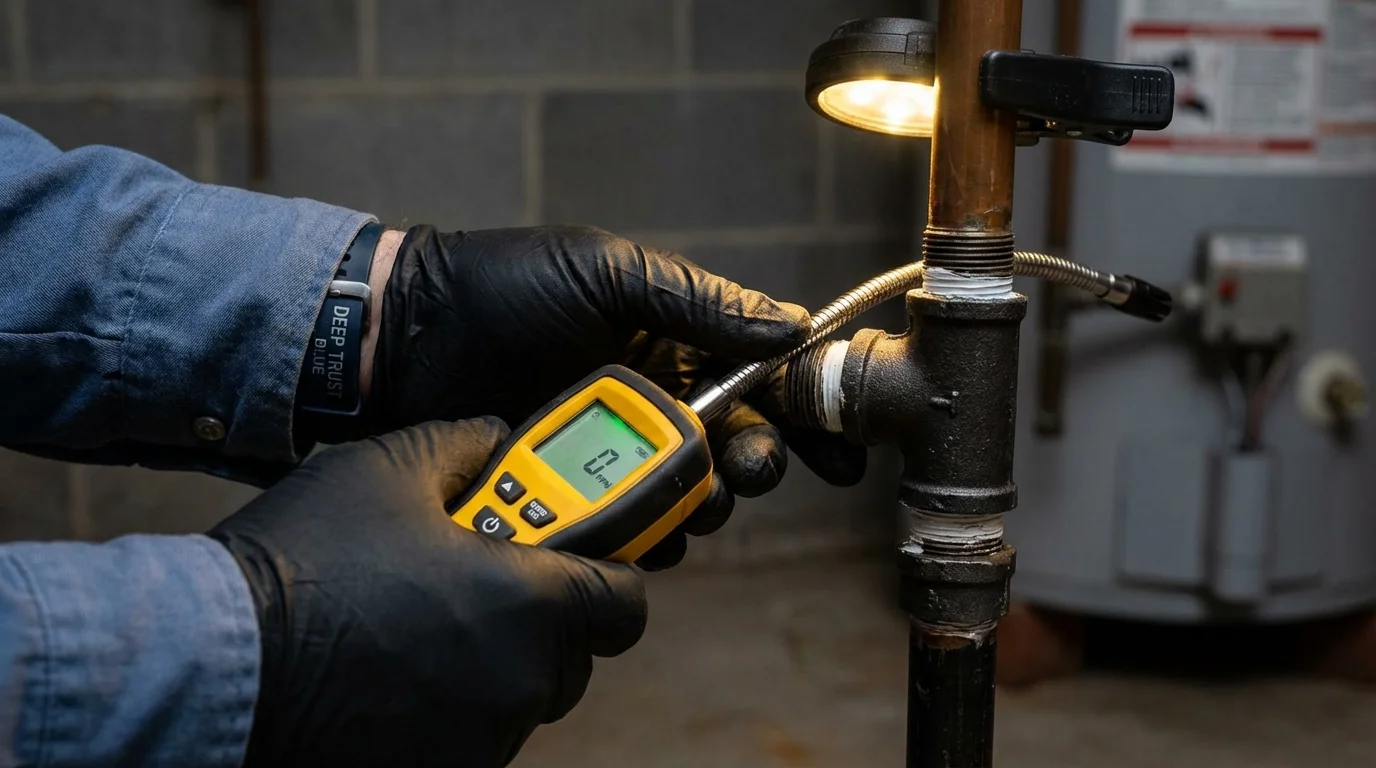 Gas leak detection with electronic sniffer by Johns Plumbing LLC in Sea Cliff