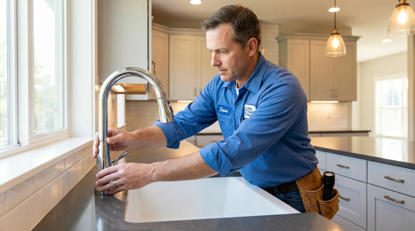 Kitchen faucet installation by Johns Plumbing LLC in Sea Cliff