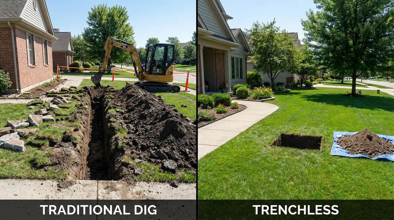 Trenchless sewer repair with minimal yard damage versus traditional excavation in Sea Cliff, NY